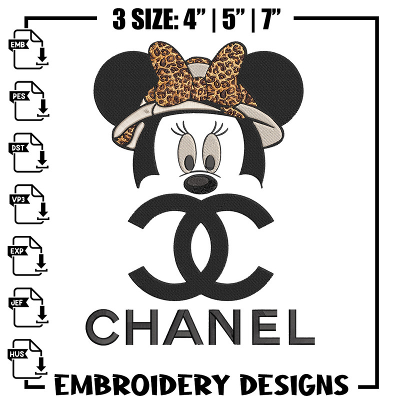 Chanel minnie Embroidery Design, Mickey Embroidery, Embroidery File, Chanel Embroidery, Anime shirt, Digital download.jpg