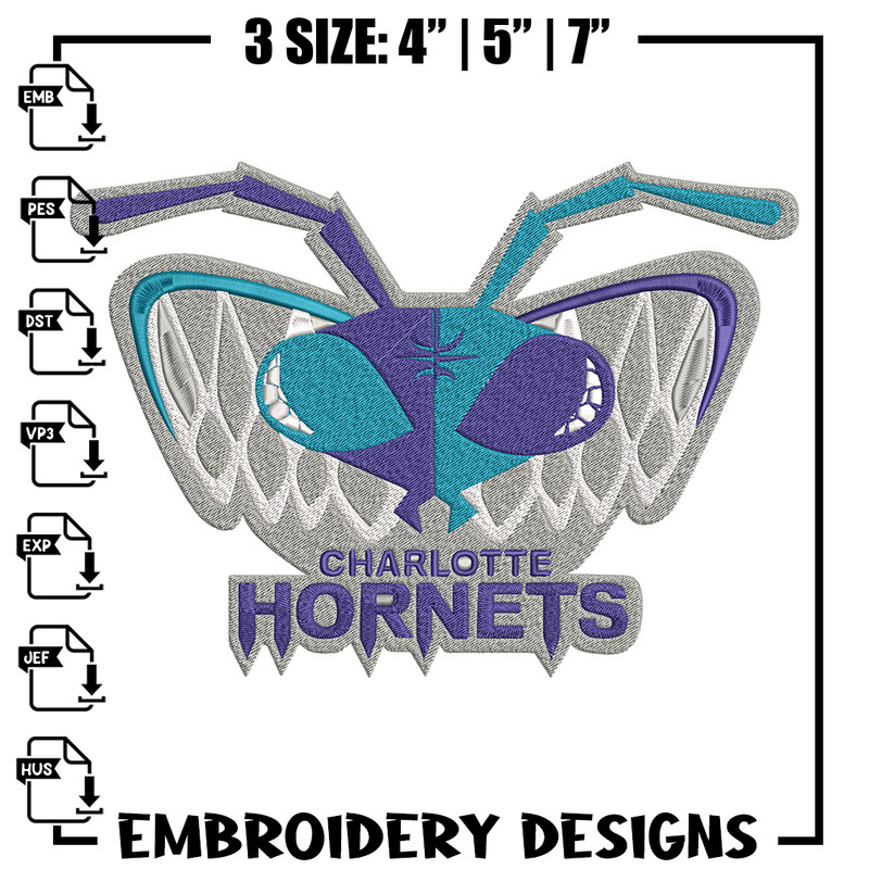 Charlotte Hornets Logo embroidery design, NBA embroidery, Sport embroidery, Embroidery design, Logo sport embroidery.jpg