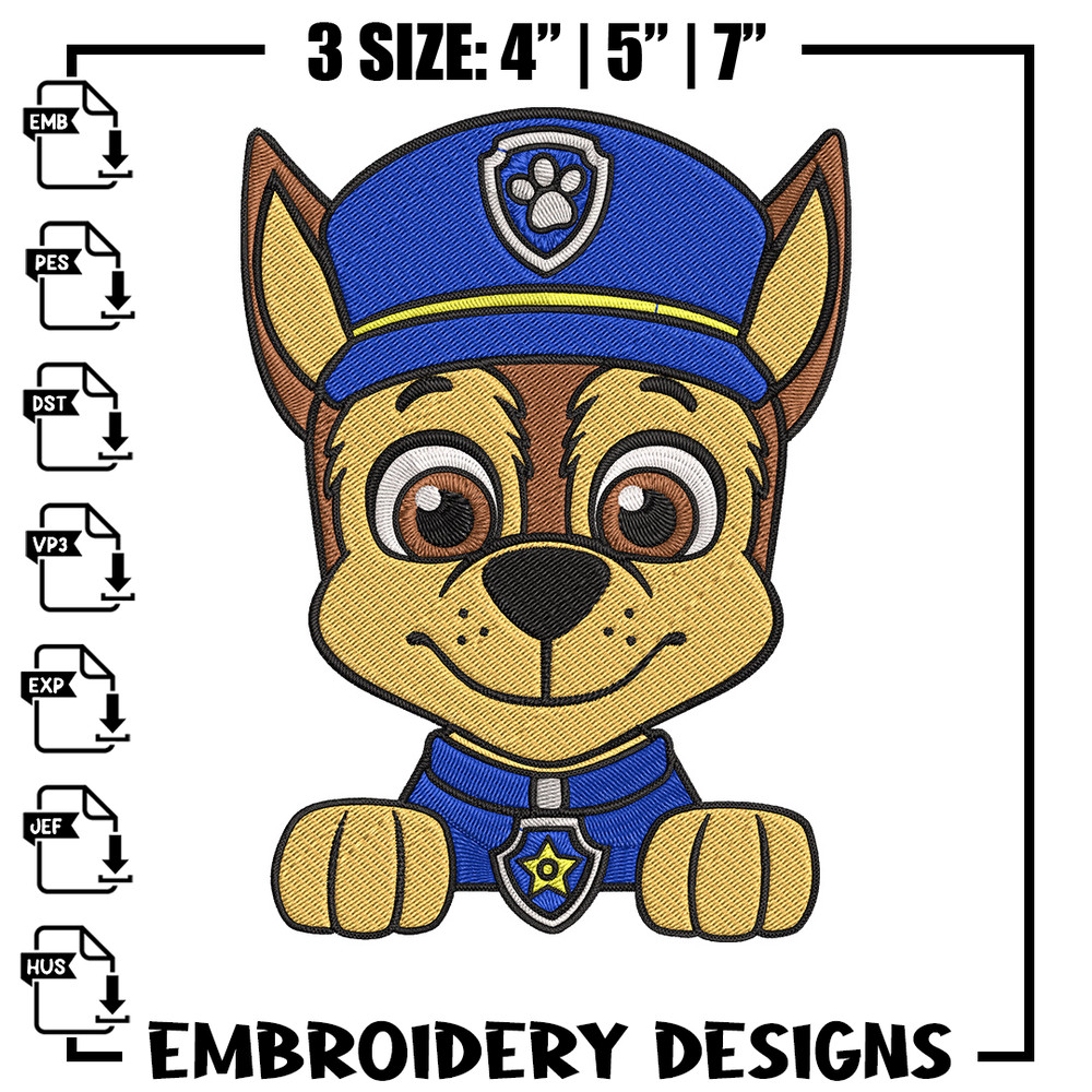 Chase Embroidery Design, Paw Patrol Embroidery, Embroidery File, Anime Embroidery, Anime shirt, Digital download.jpg