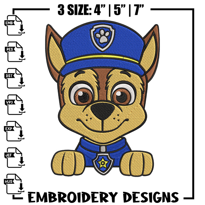 Chase Embroidery Design, Paw Patrol Embroidery, Embroidery File, Anime Embroidery, Anime shirt, Digital download.jpg
