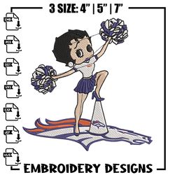 Cheer Betty Boop Denver Broncos embroidery design, Denver Broncos embroidery, NFL embroidery, logo s654