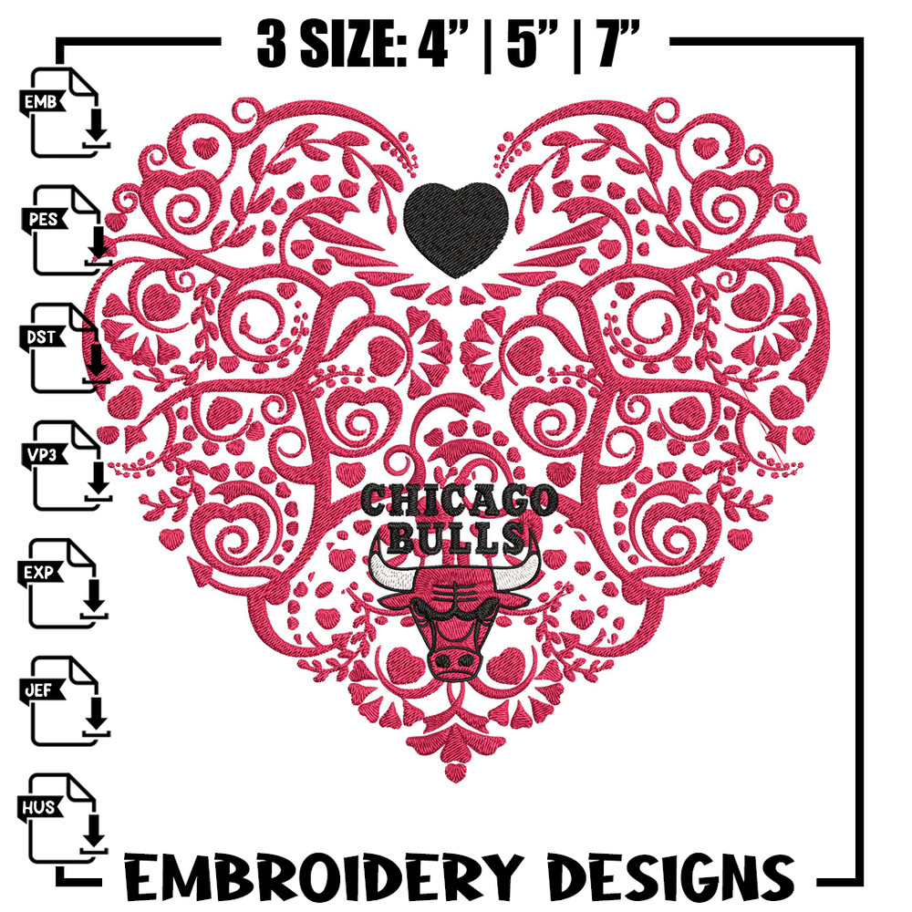 Chicago Bulls heart embroidery design, NBA embroidery, Sport embroidery, Embroidery design, Logo sport embroidery.jpg