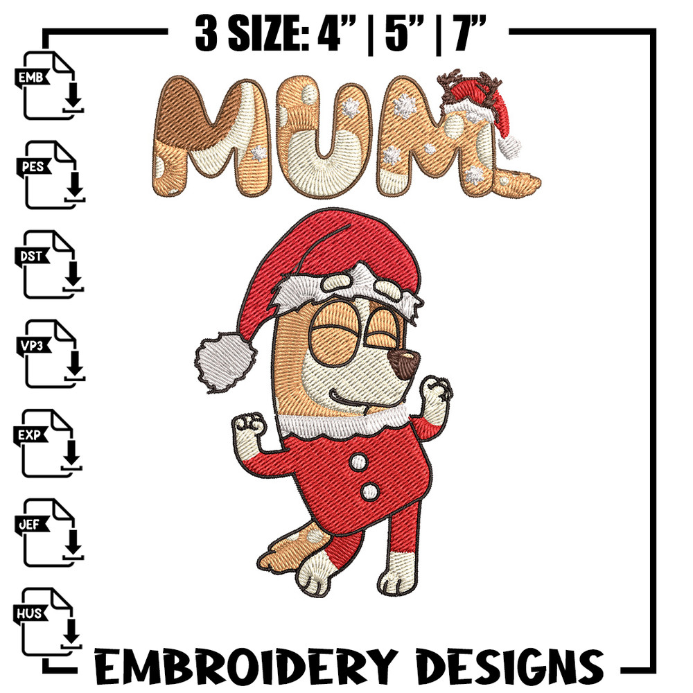 Chilli mom Embroidery Design, Bluey Embroidery, Embroidery File, Chrismas Embroidery, Anime shirt, Digital download.jpg