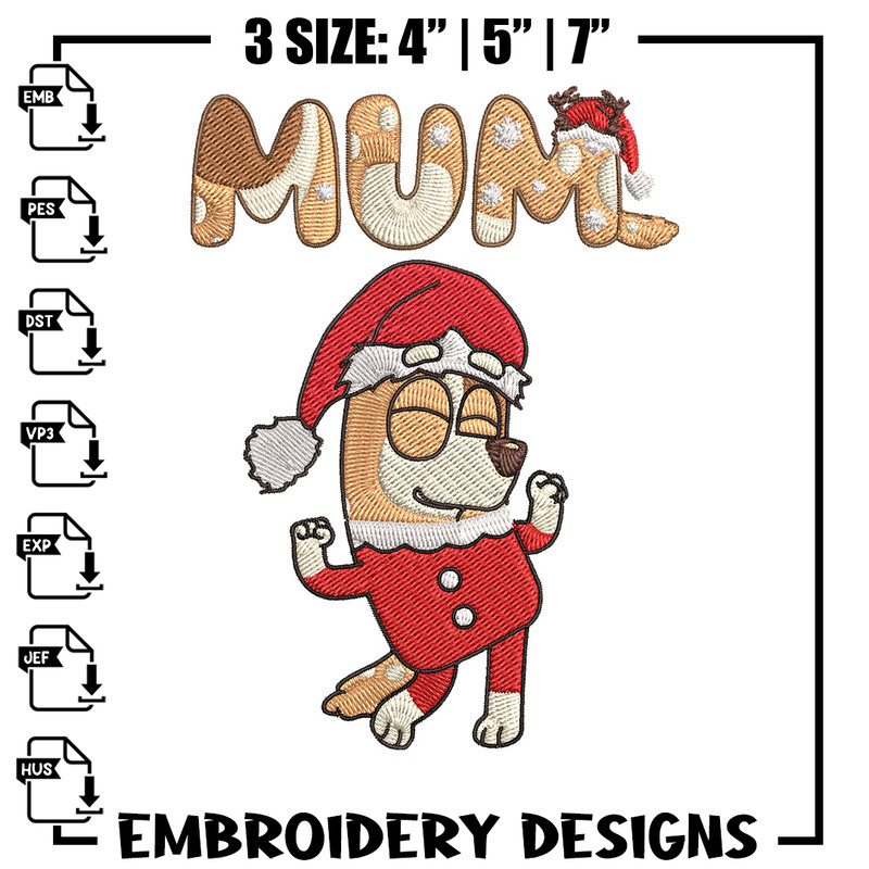 Chilli mom Embroidery Design, Bluey Embroidery, Embroidery File, Chrismas Embroidery, Anime shirt, Digital download.jpg