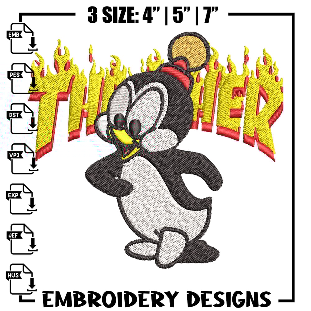 Chilly Willy Thrasher Embroidery design, Chilly Willy Embroidery, cartoon design, Embroidery File, Digital download..jpg