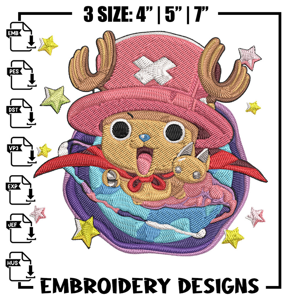 Chopper cute Embroidery Design,One piece Embroidery, Embroidery File, Anime Embroidery, Anime shirt, Digital download.jpg