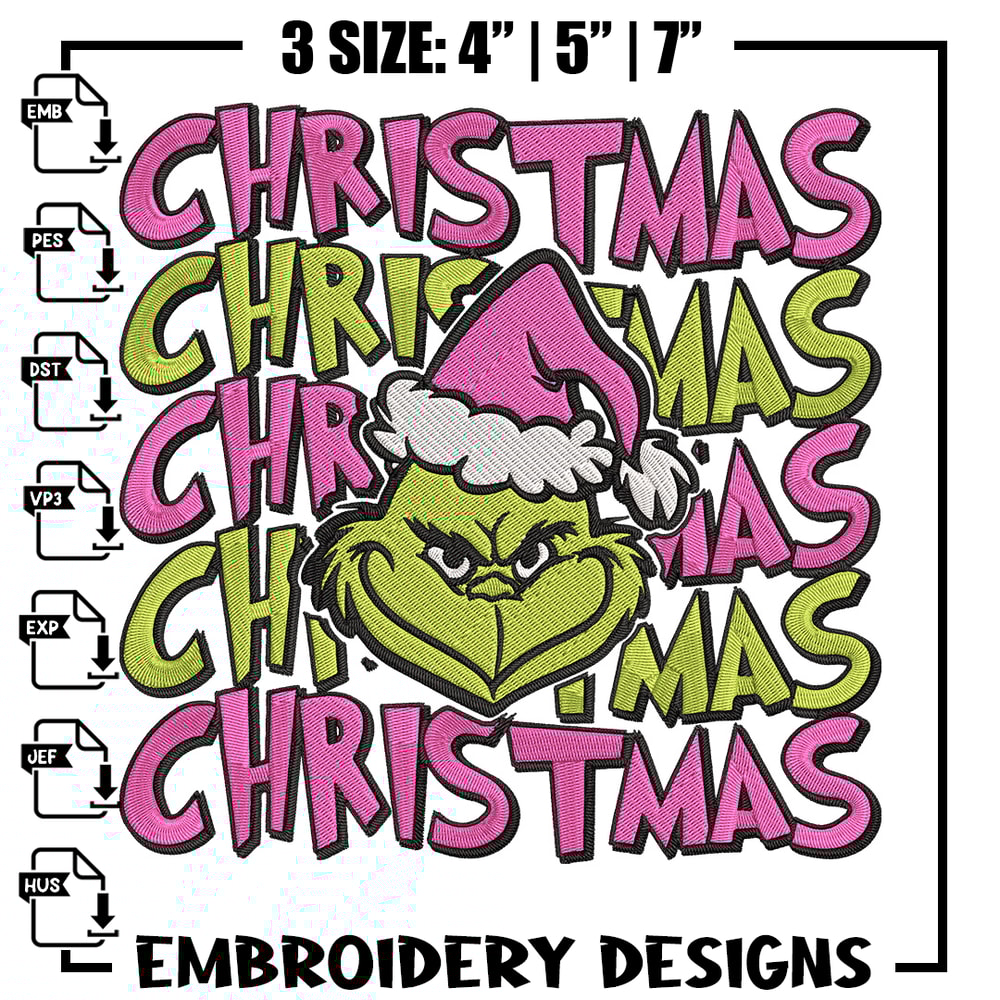 Chrismas Grinch Embroidery Design, Grinch Embroidery, Embroidery File, Chrismas Embroidery, Anime shirt,Digital download.jpg