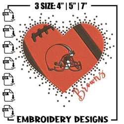 Cleveland Browns Heart embroidery design, Browns embroidery, NFL embroidery, sport embroidery, embro781