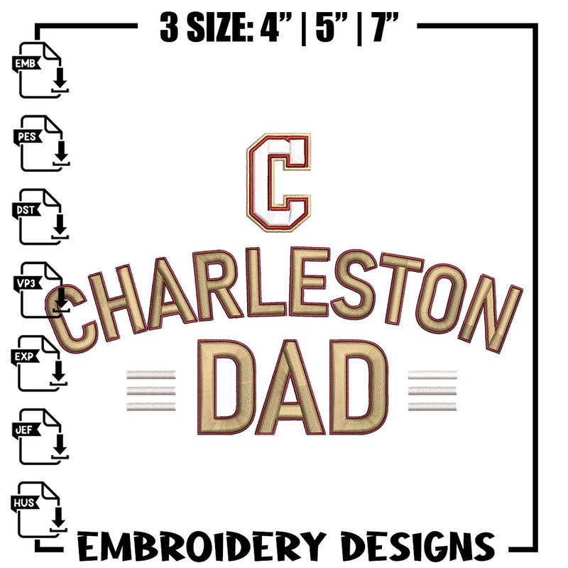 College of Charleston logo embroidery design, NCAA embroidery, Sport embroidery, logo sport embroidery,Embroidery design.jpg