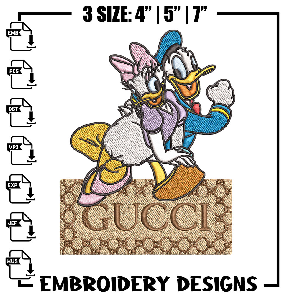 Daisy And Donald Duck Gucci Embroidery design, Disney Embroidery, cartoon design, Embroidery File, Instant download..jpg