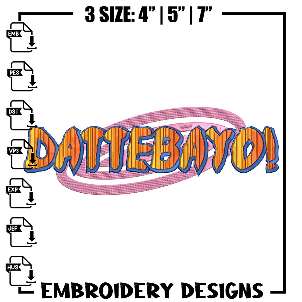 Dattebayo Embroidery Design, Naruto Embroidery, Embroidery File, Anime Embroidery, Anime shirt, Digital download.jpg