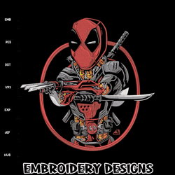 deadpool circle embroidery design, deadpool embroidery, embroidery file, anime embroidery, anime shi968