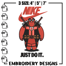 deadpool funny nike embroidery design, deadpool funny embroidery, nike design, embroidery file, inst970