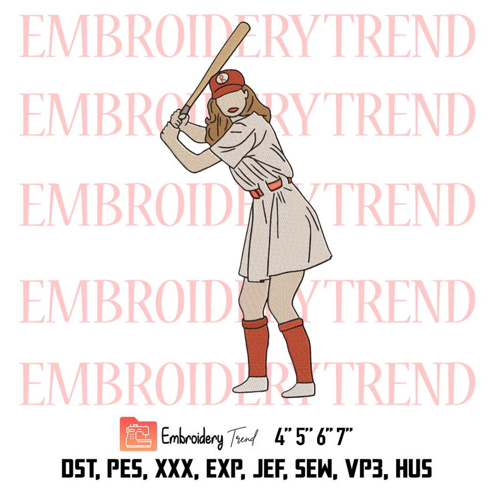A League Of Their Own Embroidery, Dottie Hinson Batting Embroidery, Baseball Embroidery, Embroidery Design File.jpg