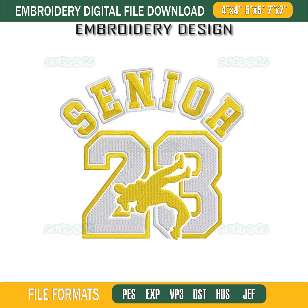 Air Senior 23 Wrestling Embroidery Design File, Senior 23 Embroidery Design File.jpg