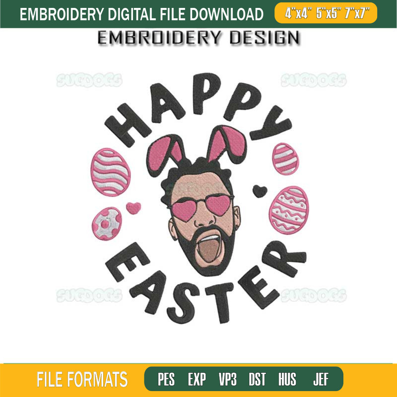 Bad Bunny Happy Easter Embroidery Design #1.jpg