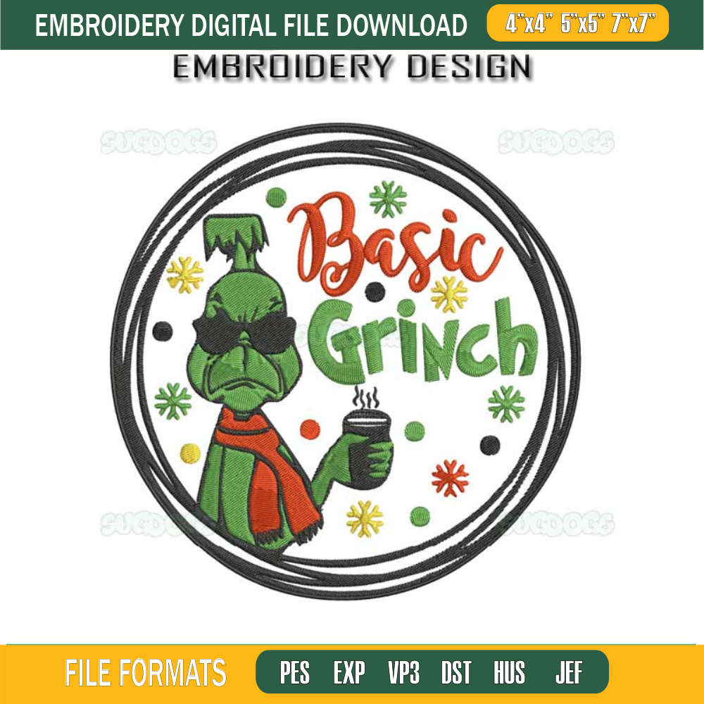 Basic Grinch Christmas Embroidery Design File, Christmas Grinch Embroidery Design File.jpg