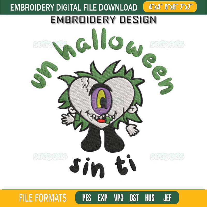 Beetlejuice Un Halloween Sin Ti Embroidery Design File, Beetlejuice Bad Bunny Embroidery Design File.jpg