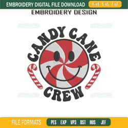 Christmas Candy Cane Crew Embroidery Design File, Christmas Candy Embroidery Design File94