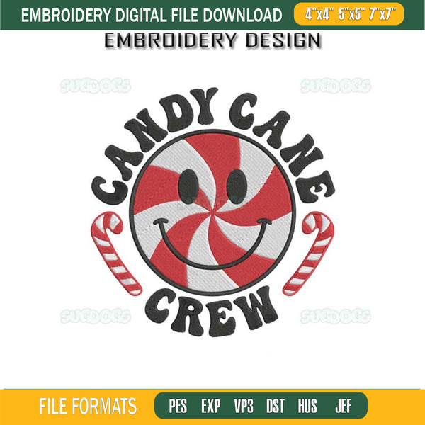 Christmas Candy Cane Crew Embroidery Design File, Christmas Candy Embroidery Design File.jpg