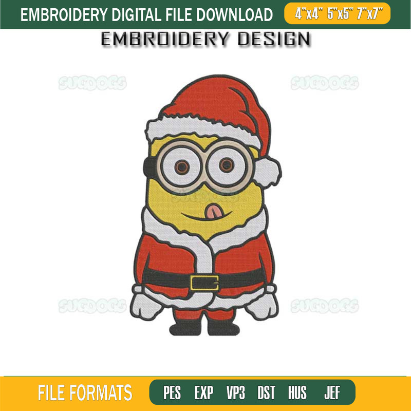 Christmas Minion Embroidery Design File, Santa Minions Embroidery Design File.jpg