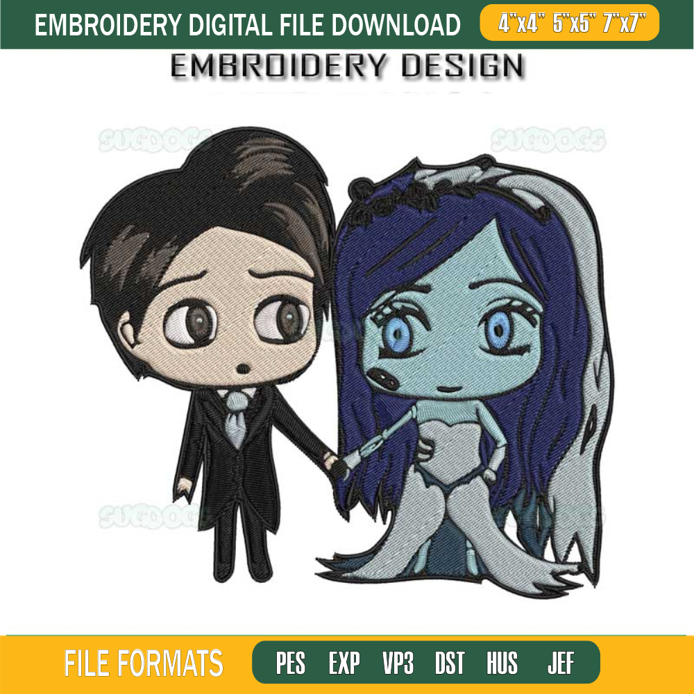 Corpse Bride Embroidery Design File, Broom And Emily Corpse Bride Embroidery Design File.jpg
