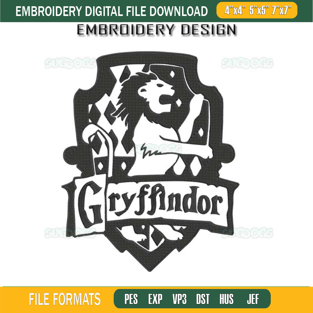 Gryffindor Embroidery Design File, Hufflepuff Harry Potter Embroidery Design File - SVGDOGS.COM.jpg