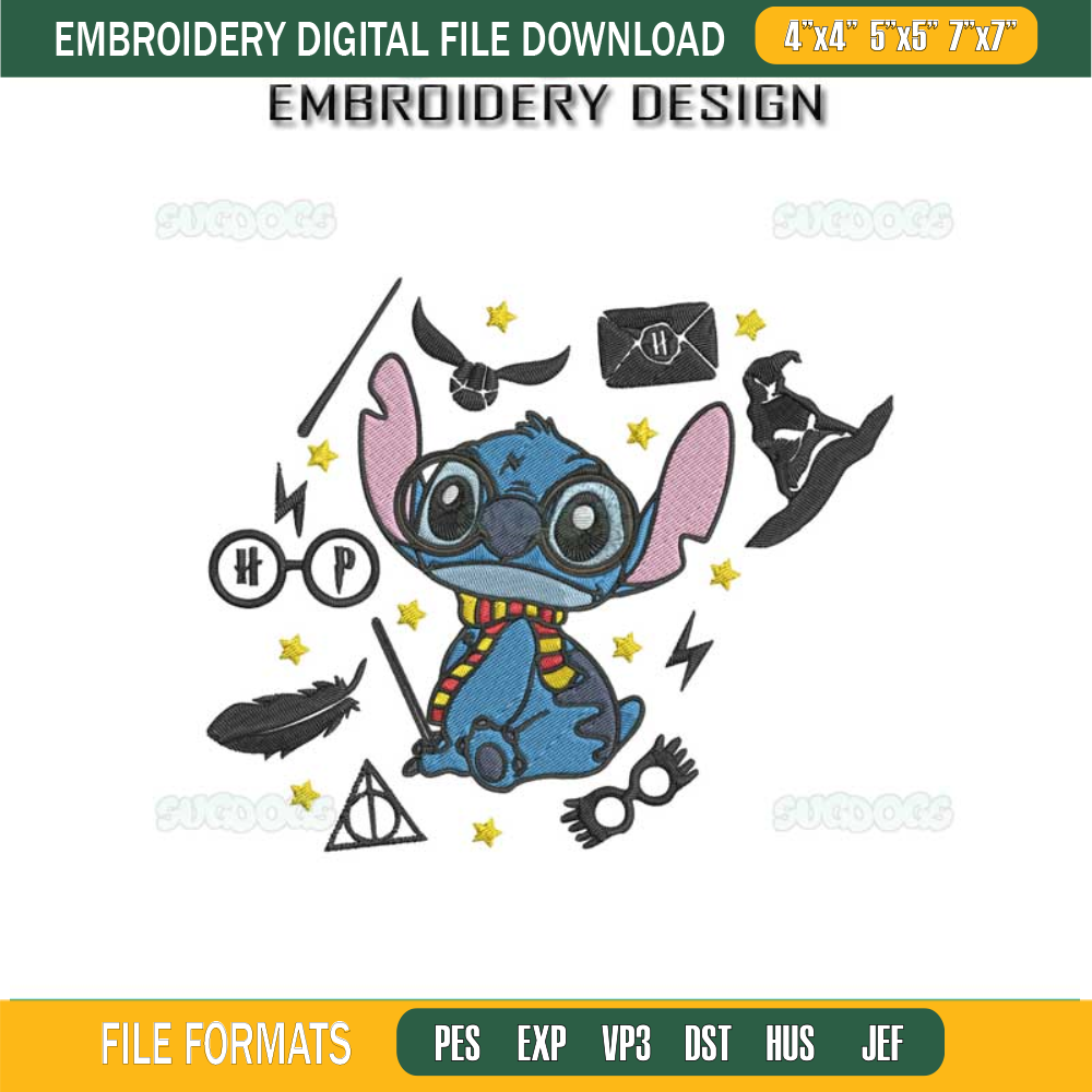 Harry Potter Stitch Embroidery Design File, Stitch Potter Embroidery Design File.jpg