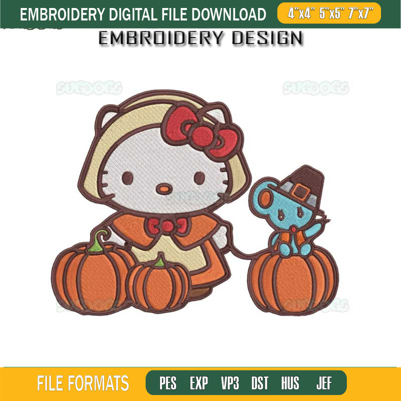 Hello Kitty Halloween Embroidery Design File, Cat Halloween Embroidery Design File.jpg