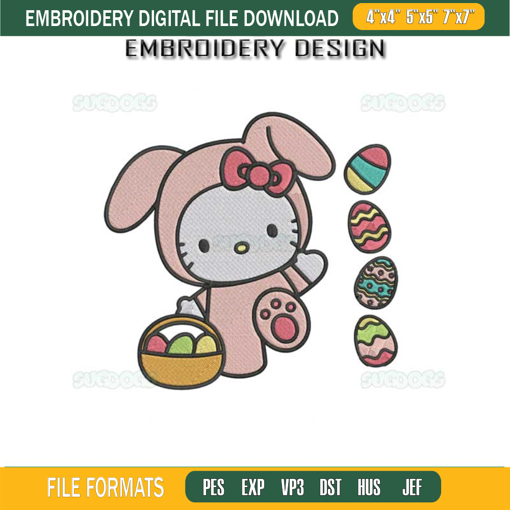 Hello Kitty Happy Easter Embroidery Design #1.jpg