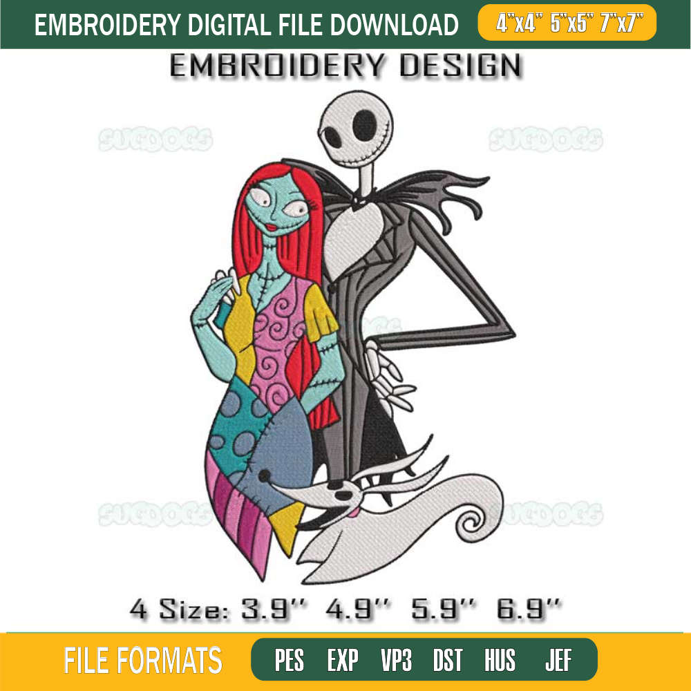 Jack and Sally Embroidery Design File, Halloween Embroidery Design File.jpg