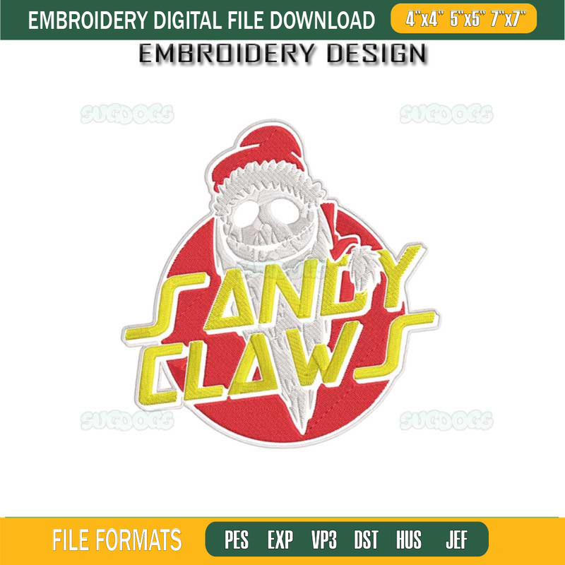 Jack Skellington Sandy Claws Embroidery Design File, Jack Christmas Embroidery Design File.jpg