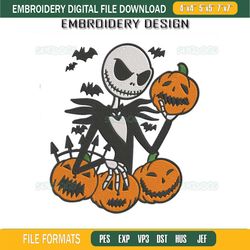 jack with pumpkins embroidery design file, jack halloween embroidery design file