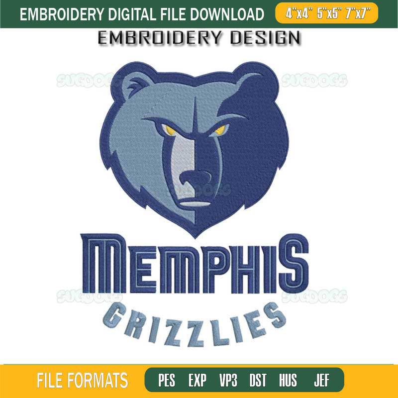 Memphis Grizzlies Logo Embroidery Design File, Memphis Grizzlies NBA Embroidery Design File.jpg