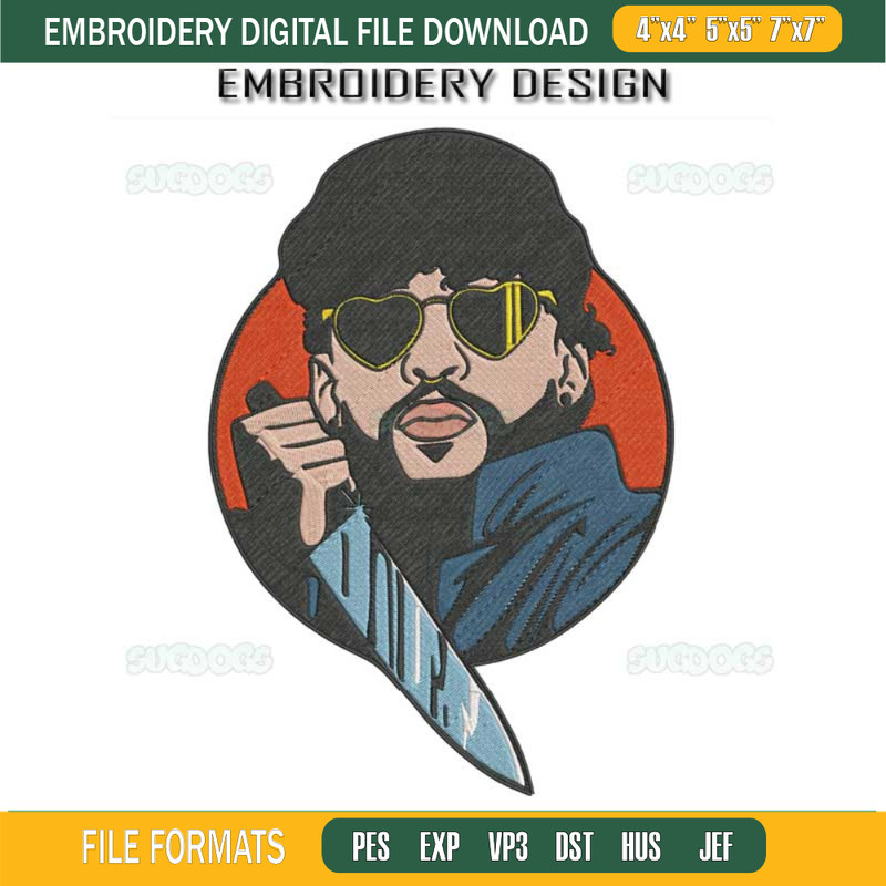 Michael Myers Bad Bunny Embroidery Design File, Michael Myers Embroidery Design File.jpg