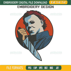 michael myers embroidery design file, michael myers halloween embroidery design file