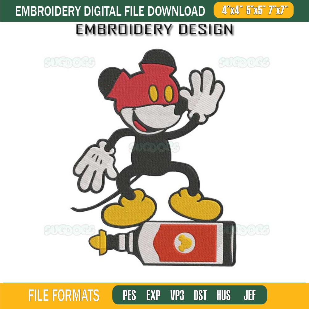 Mickey Mouse Funny Embroidery Design File, Mickey Epcot Food And Wine Embroidery Design File.jpg