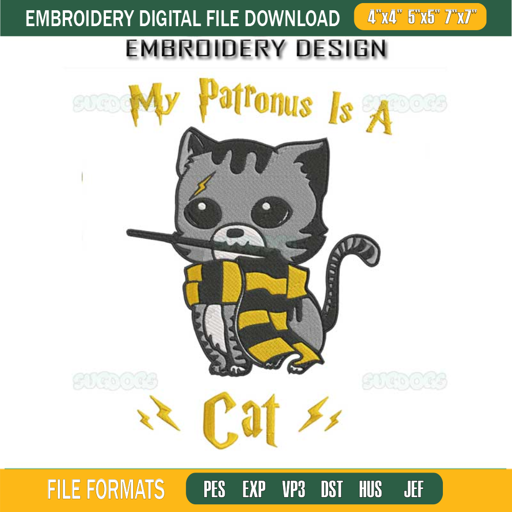 My Patronus Is A Cat Embroidery Design File, Cat Embroidery Design File.jpg