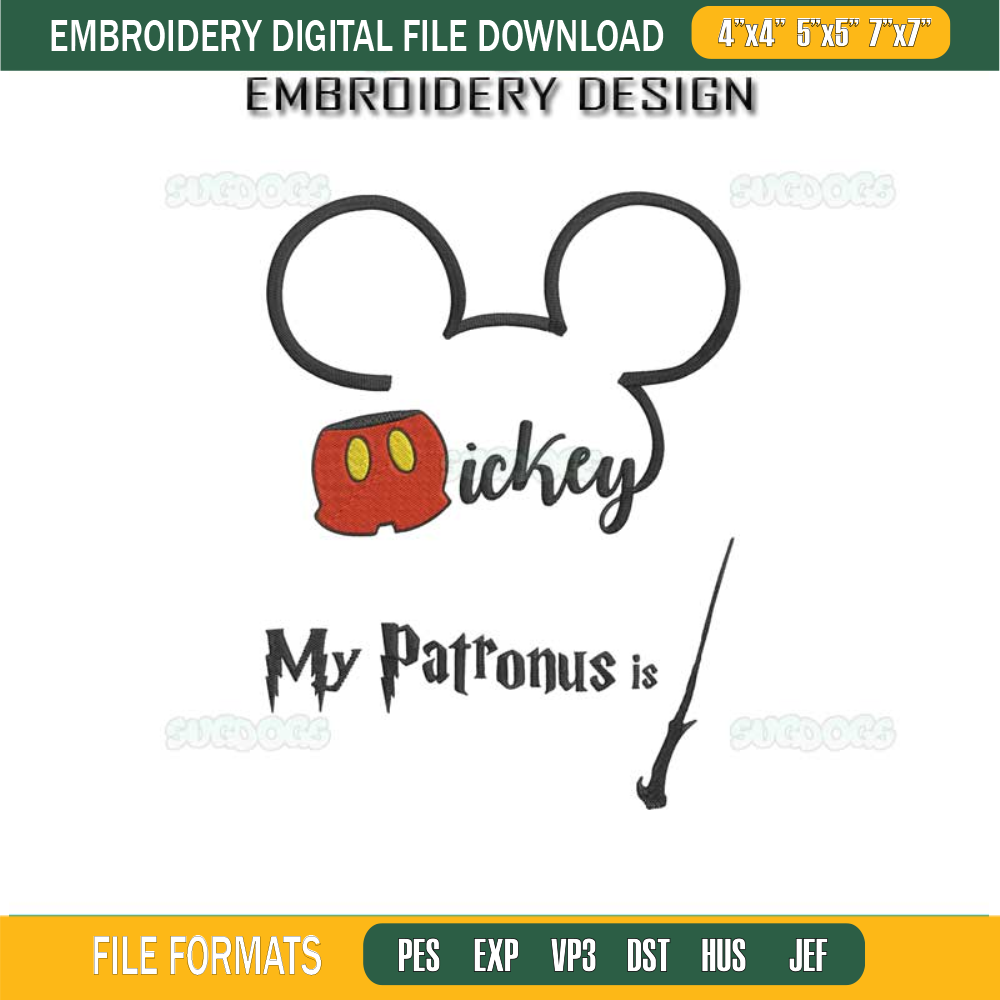 My Patronus Is Mickey Embroidery Design File, Mickey Harry Potter Embroidery Design File.jpg