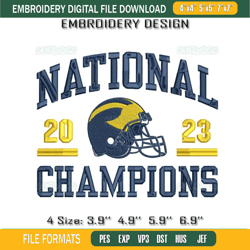 National Champions Michigan Helmet 2023 Embroidery