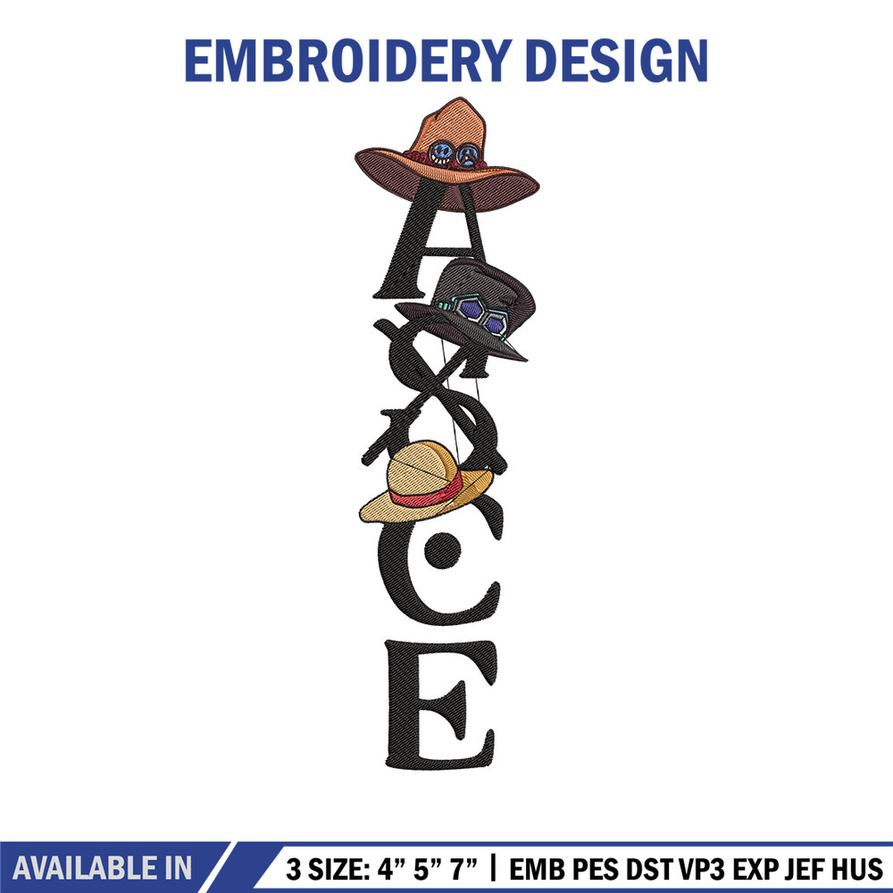 Ace tattoo Embroidery Design, One piece Embroidery, Embroidery File, Anime Embroidery, Anime shirt, Digital download.jpg