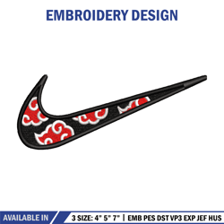 Akatsuki Nike embroidery design, Naruto embroidery, Nike design, anime design, anime shirt, embroidery design