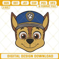 chase head paw patrol embroidery designs, dog cartoon embroidery files.jpg
