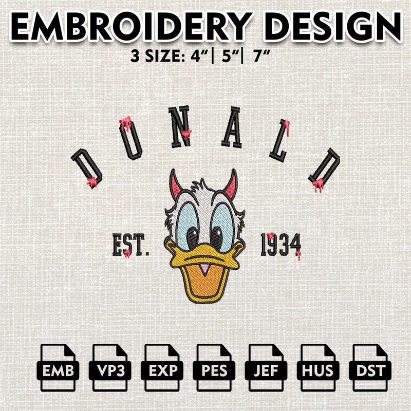 Donald Est Halloween Embroidery files, Halloween Machine Embroidery Pattern, Disney Halloween Embroidery Designs.jpg