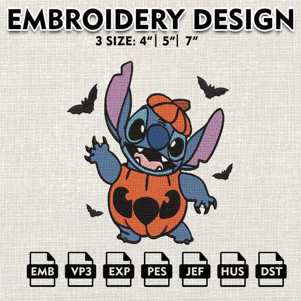 Halloween Machine Embroidery Pattern, Horror Characters Embroidery Designs, Stitch With Pumpkin Costume Embroidery files.jpg