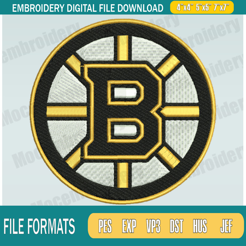 Boston Bruins Embroidery Designs, NHL Logo Embroidery Files, Machine Embroidery Design File, Instant Download.png