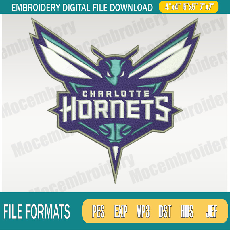 Charlotte Hornets Embroidery Designs,NBA Logo Embroidery Files,Southeast,Machine Embroidery Design File,Instant Download.png