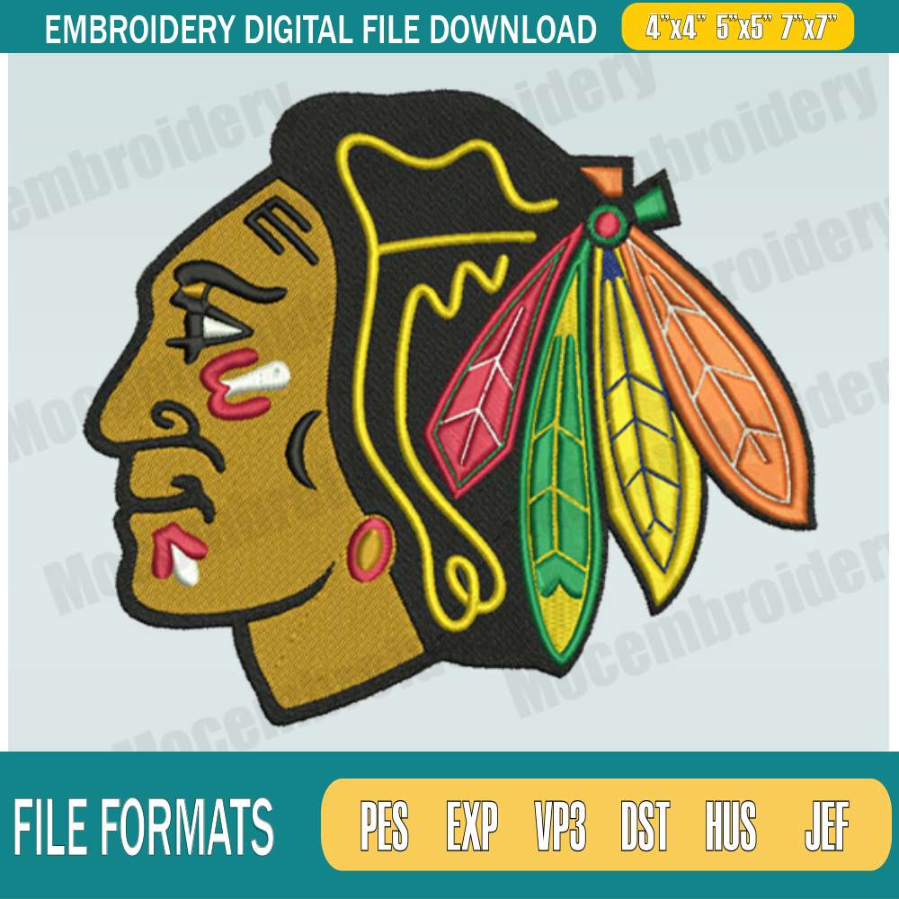 Chicago Blackhawks Embroidery Designs, NHL Logo Embroidery Files, Machine Embroidery Design File, Instant Download.png