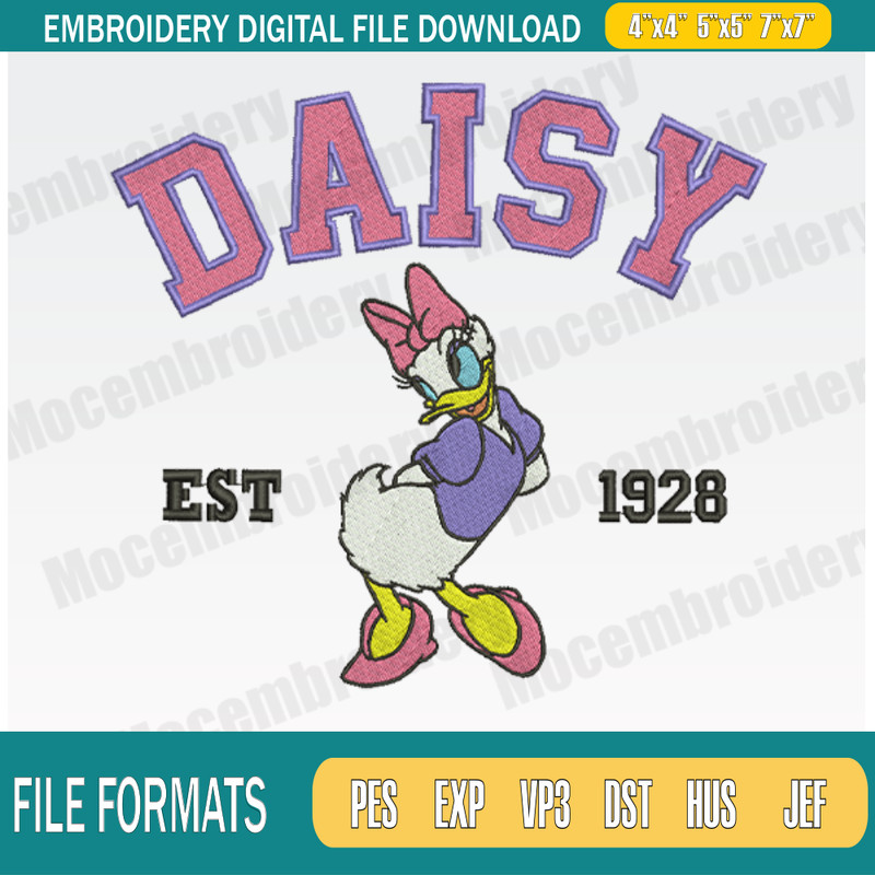 Disney Daisy Duck Est 1928 Embroidery Designs, Disney Embroidery Design File Instant Download.png