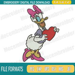 disney daisy duck heat embroidery designs, valentine embroidery design file instant downlo189